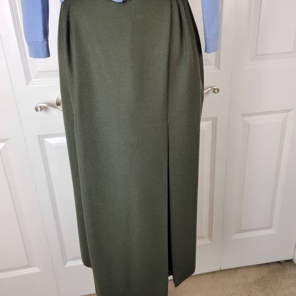 Vintage Beltrami Olive Green 100% Wool Pleat Skirt SZ M - Picture 5 of 16